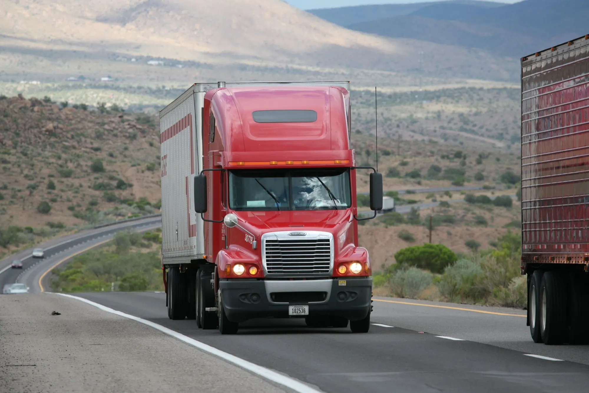 Semi truck tractor-trailer on an interstate highway, New York trucking insurance
